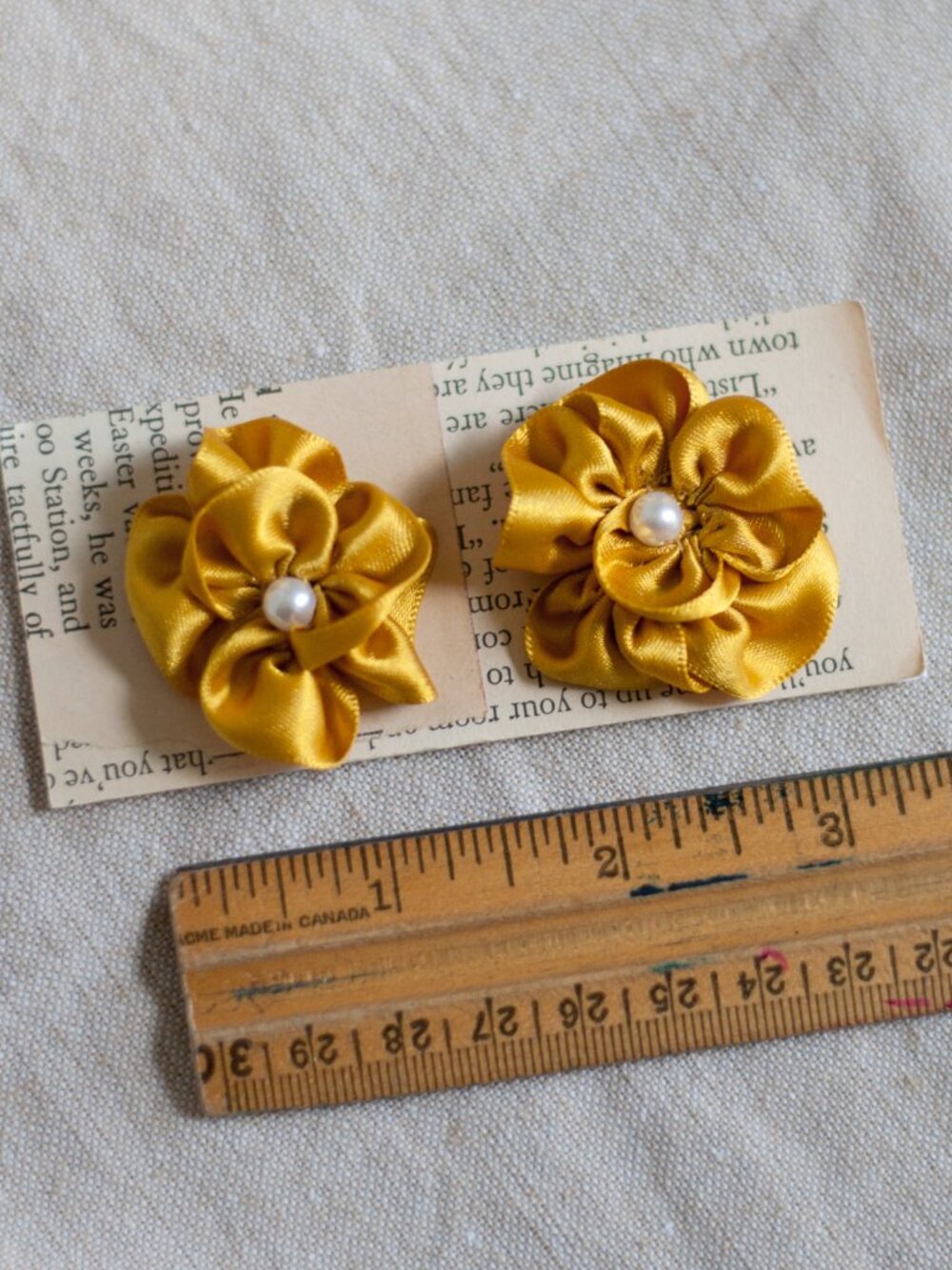 Handmade Yellow Ribbon Flower Shoe Clips - Picture 4 of 6
